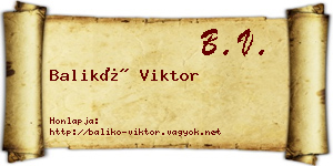 Balikó Viktor névjegykártya