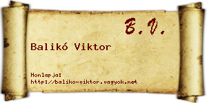 Balikó Viktor névjegykártya